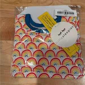 Little Sleepies Primary Rainbow Two Piece Short Sleeve Pajamas NWT